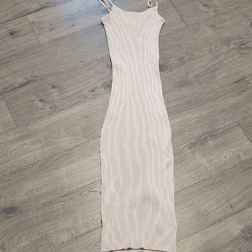 H&M Ribbed Bodycon Spaghetti Strap Midi Dress